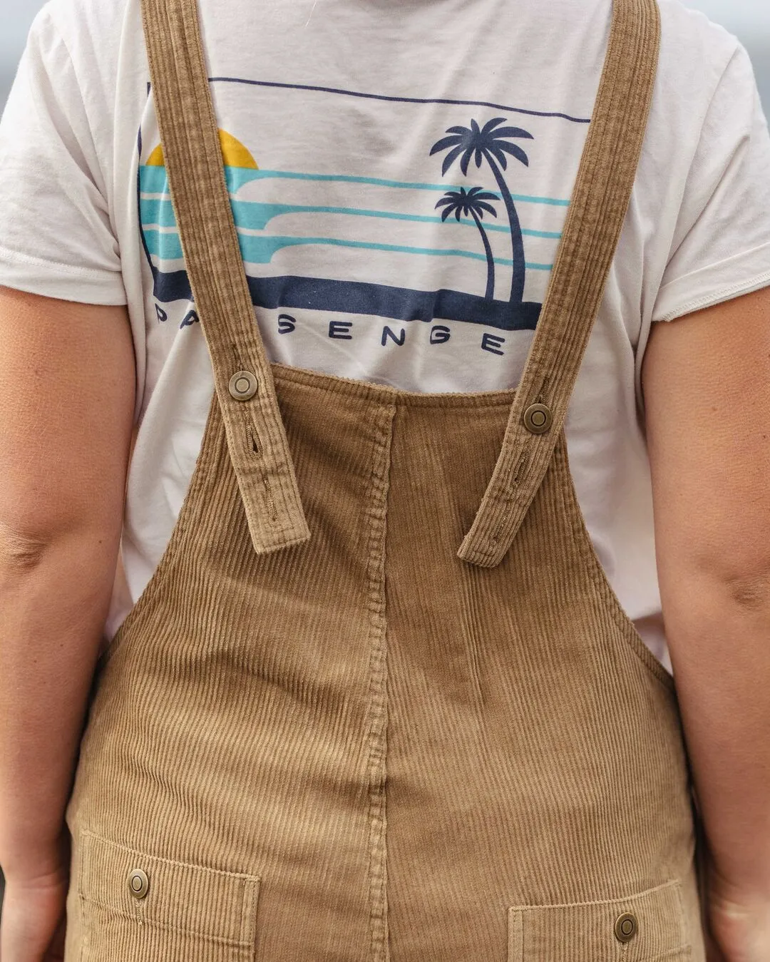 Tiaga Cord Dungarees - Biscuit