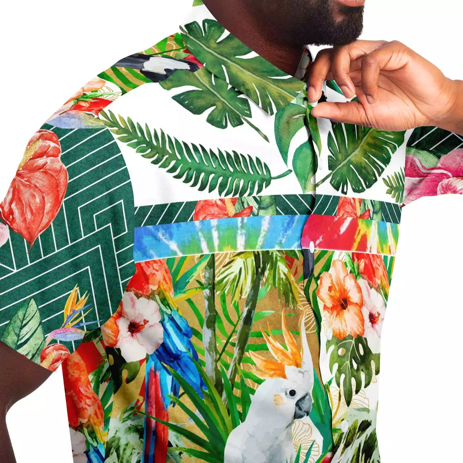 Tropical Reflection Short Sleeve Button Down Shirt