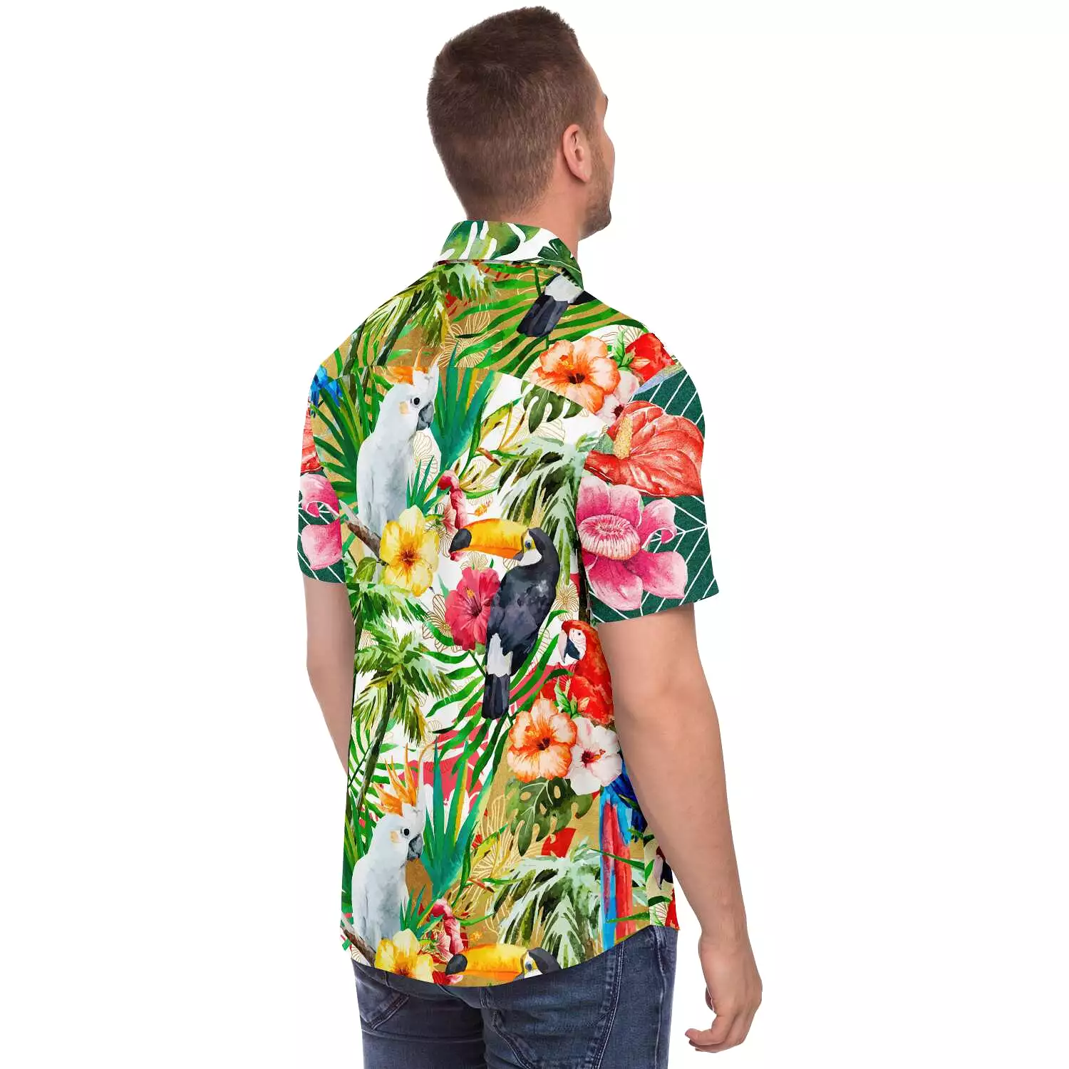 Tropical Reflection Short Sleeve Button Down Shirt