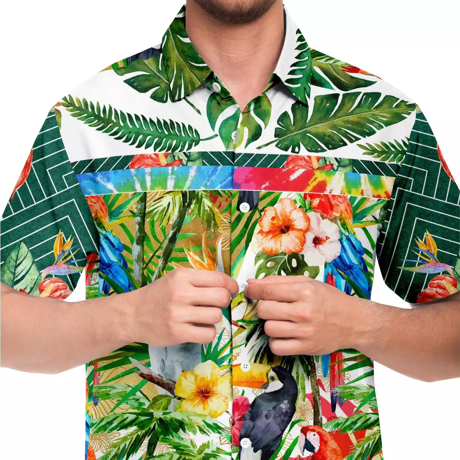 Tropical Reflection Short Sleeve Button Down Shirt