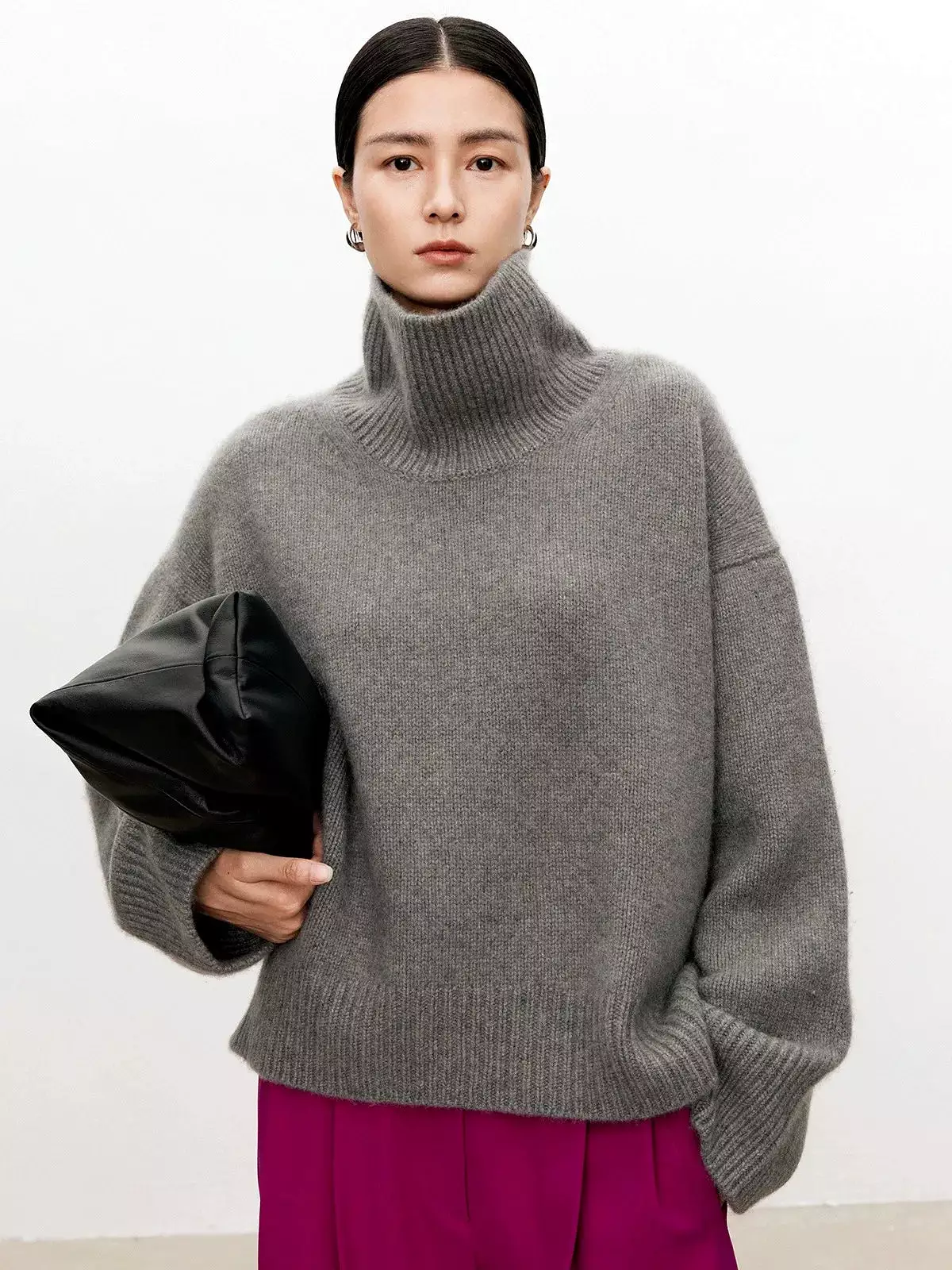 Turtleneck pure 100% cashmere sweater female loose and thick languid lazy wind pullover sweater knitting base WOOL sweater