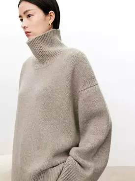 Turtleneck pure 100% cashmere sweater female loose and thick languid lazy wind pullover sweater knitting base WOOL sweater