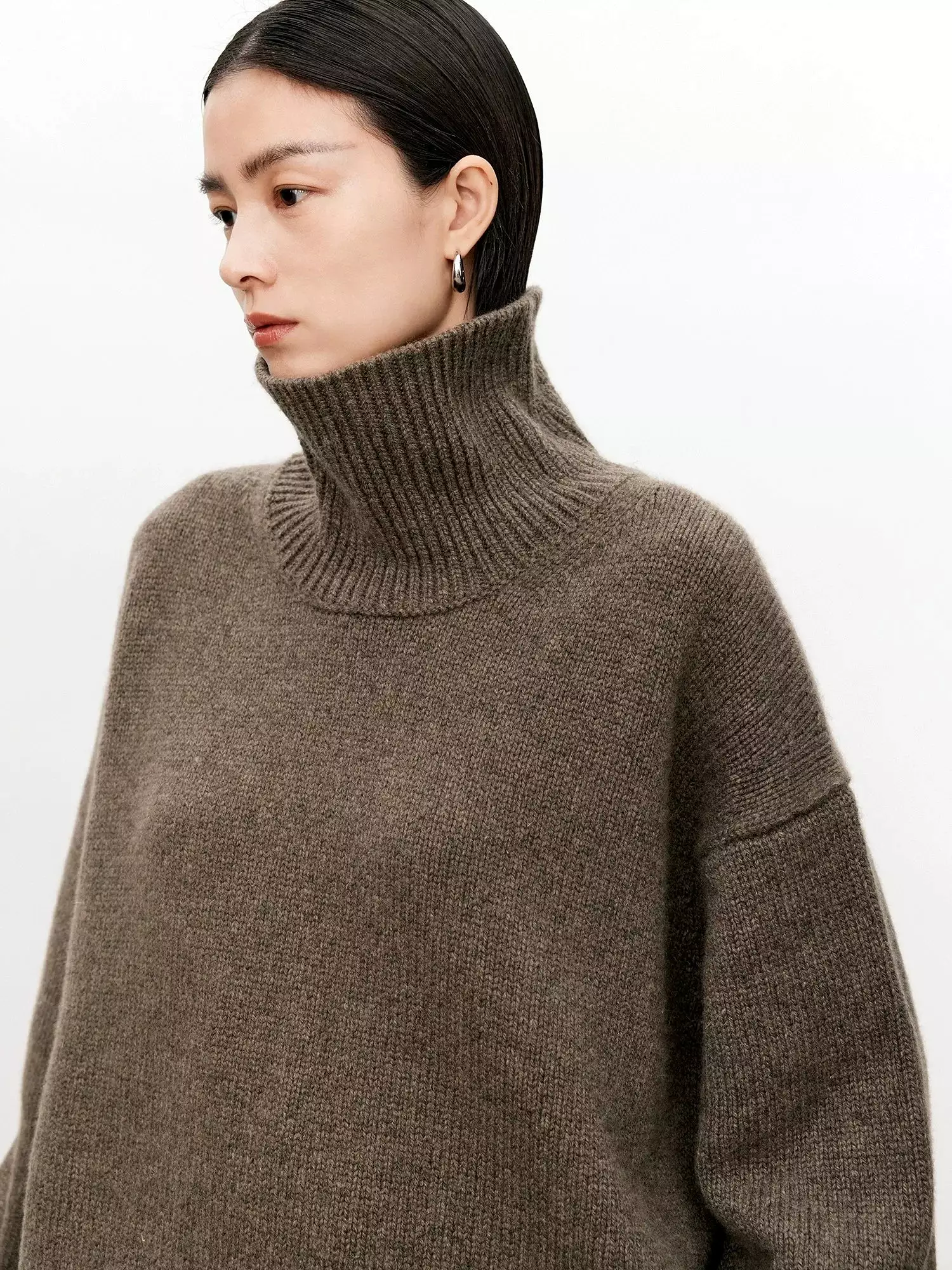 Turtleneck pure 100% cashmere sweater female loose and thick languid lazy wind pullover sweater knitting base WOOL sweater