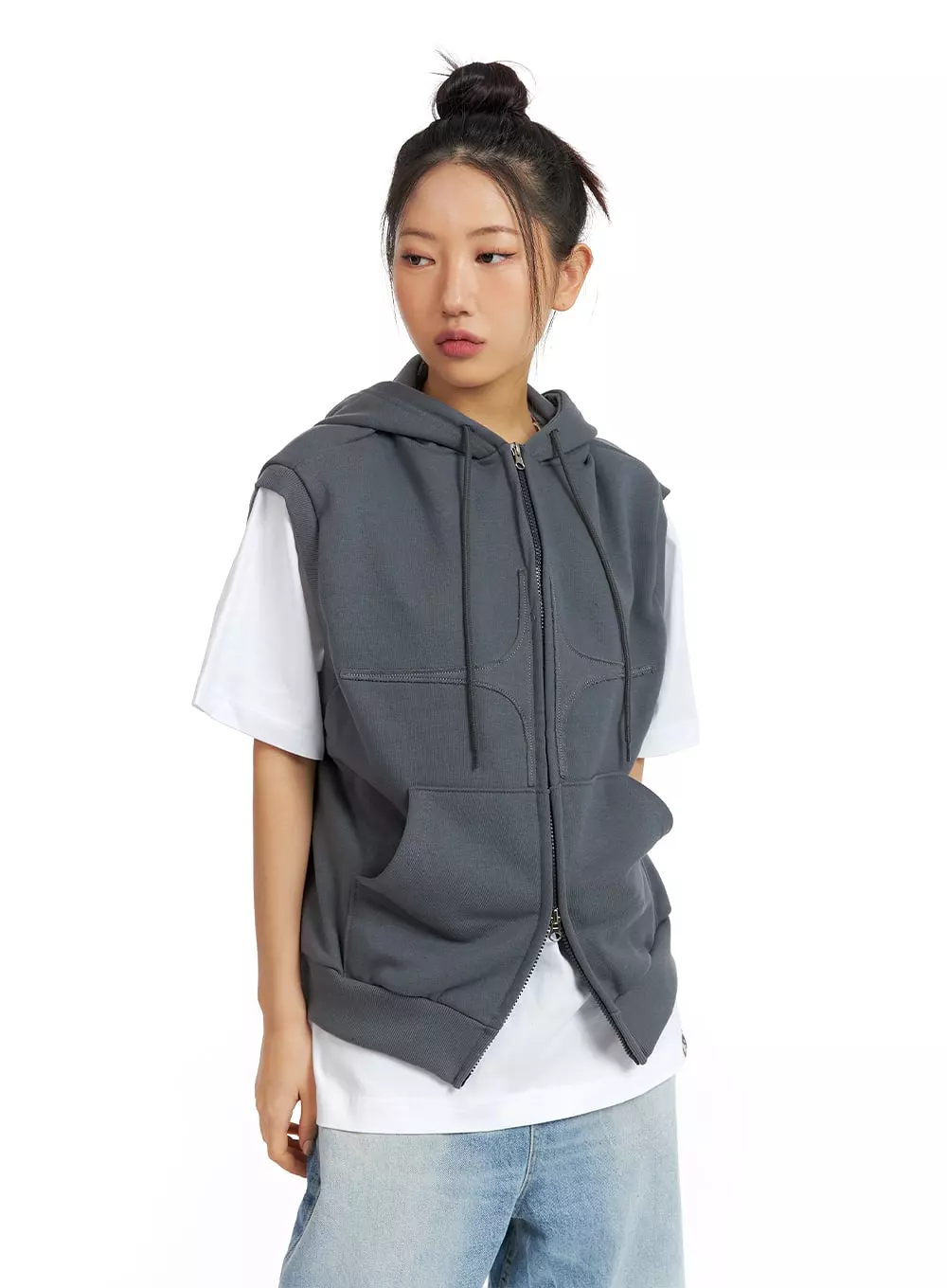 Two-Way Zip Hoodie Vest CF419