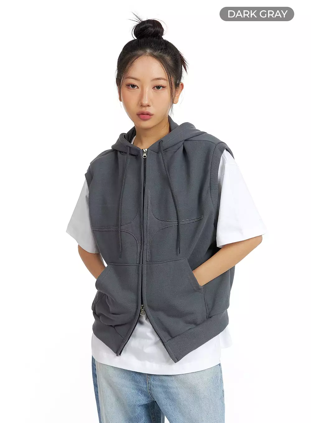 Two-Way Zip Hoodie Vest CF419