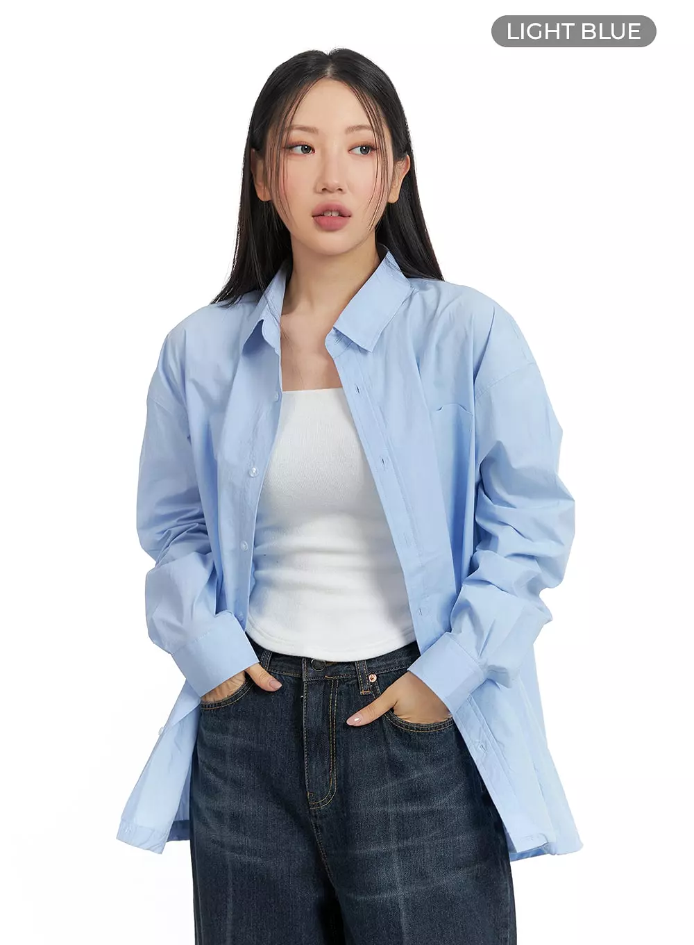 Unisex Drawstring Solid Shirt Blouse CM418