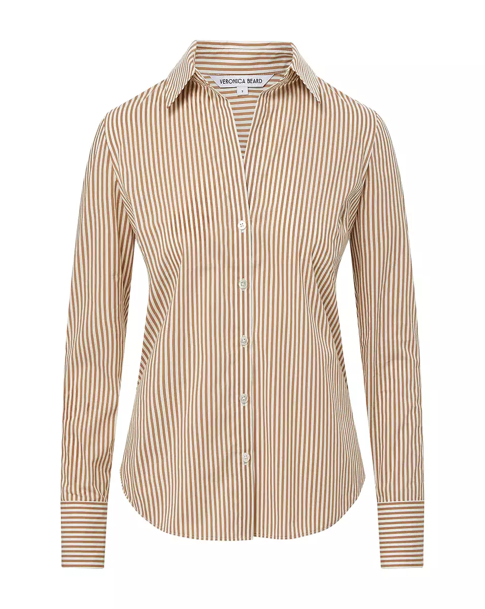 Veronica Beard - Amelia Stripe Button Down Shirt - Acorn/White