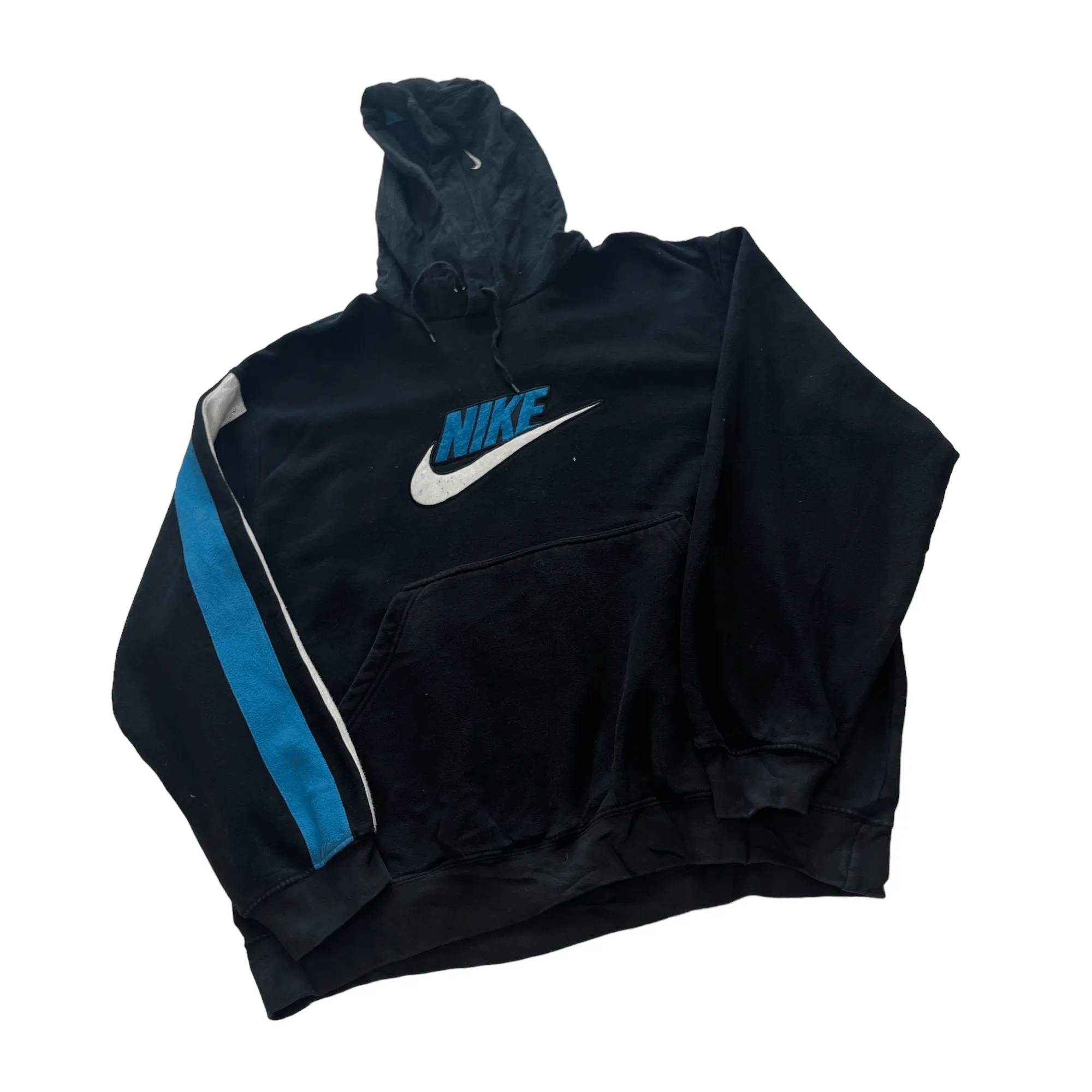 Vintage Black Nike Large Logo Hoodie - Large