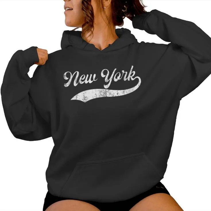 Vintage New York Distressed Ny Apparel Women Hoodie