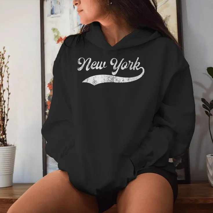 Vintage New York Distressed Ny Apparel Women Hoodie