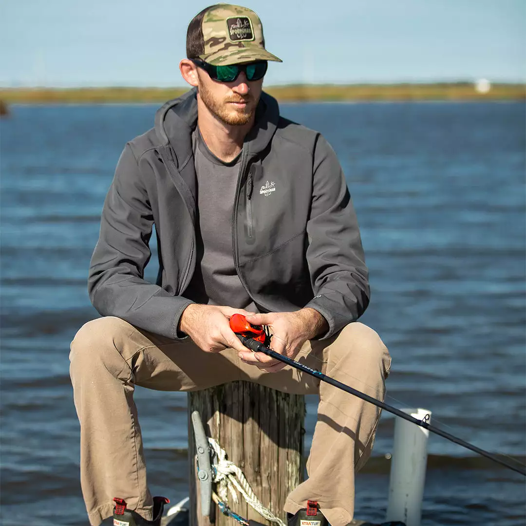 W3 Outbound Full Zip Hoodie: Mid weight Windproof Fishing Hoodie with Face Mask Full Zip