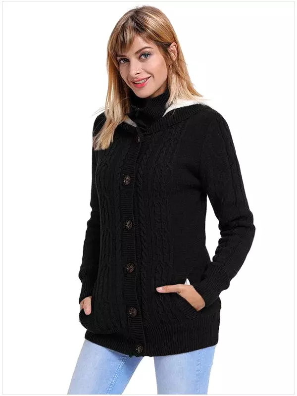 Warm Casual Hooded Cardigan Sweater