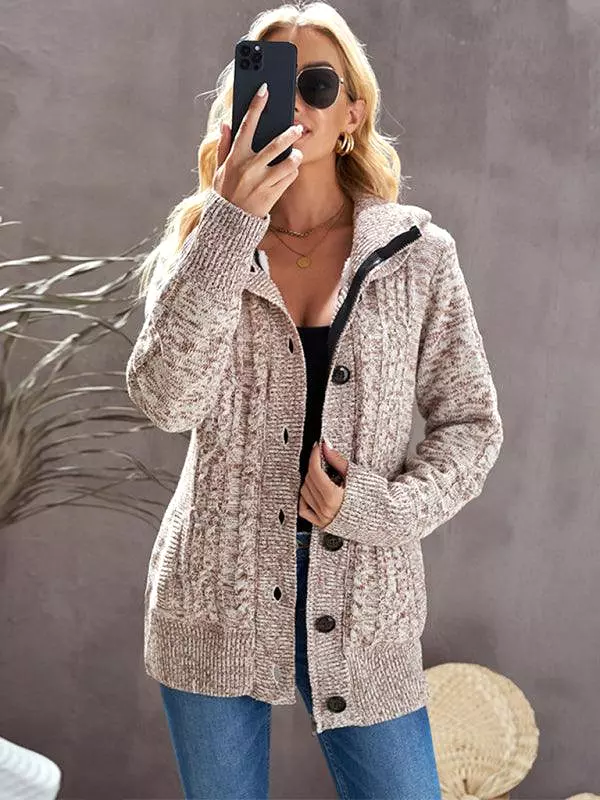 Warm Casual Hooded Cardigan Sweater