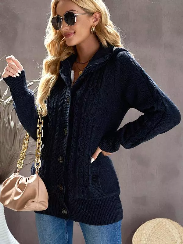 Warm Casual Hooded Cardigan Sweater