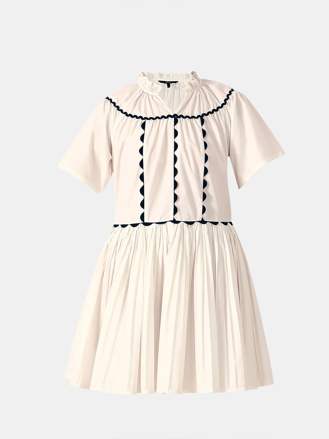 White Pleated Fit & Flare Dress