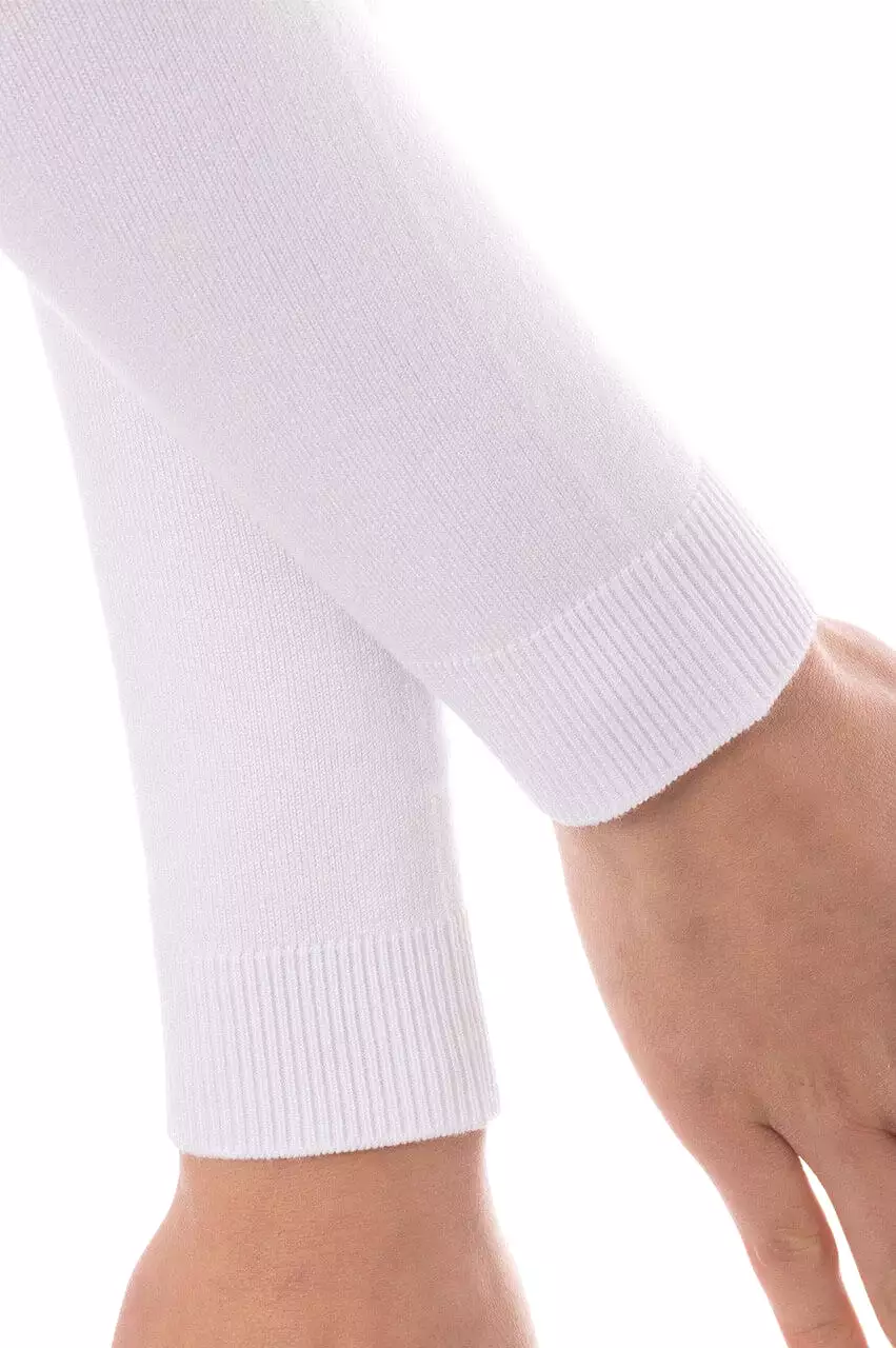 White Stretch V-Neck Sweater