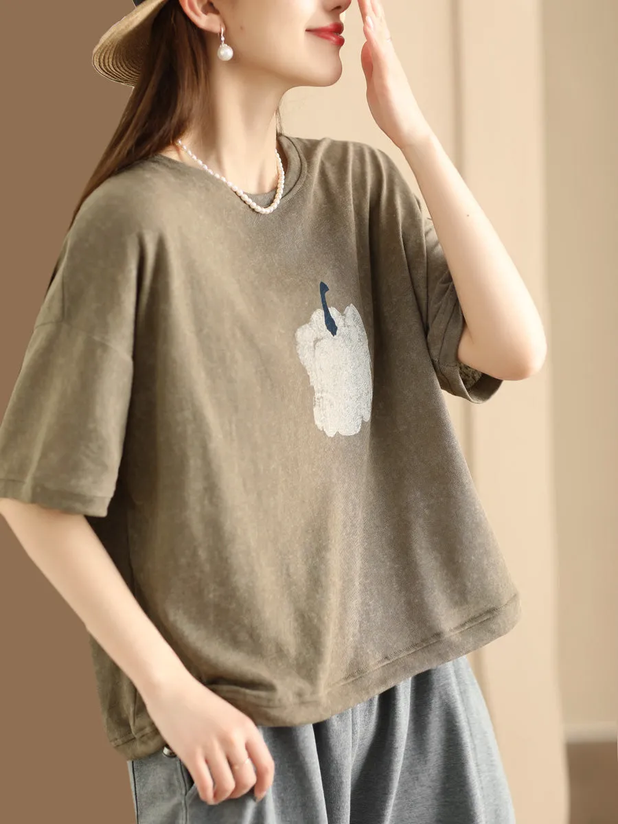 Women Summer Casual Drawstring Hem Cotton Shirt KL1040