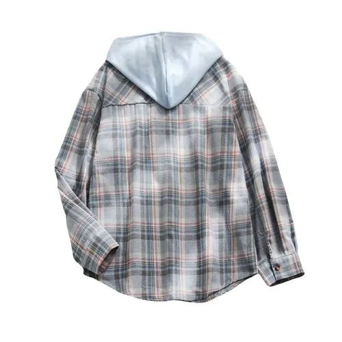 Women's Coat Long Sleeve Blouses Pocket Casual Plaid