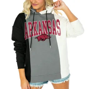 Women's Gameday Couture  Black/White Arkansas Razorbacks Victory Tri-Color Pullover Hoodie