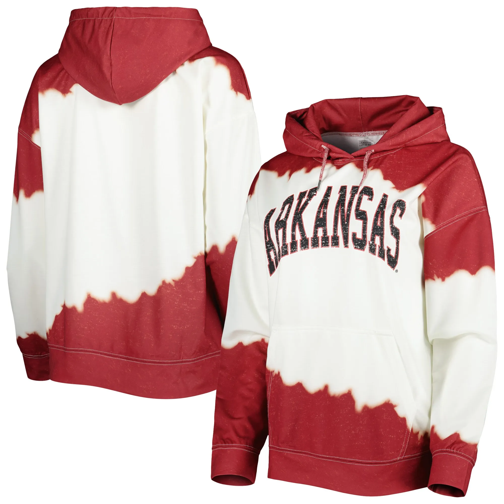 Women's Gameday Couture White/Cardinal Arkansas Razorbacks For the Fun Double Dip-Dyed Pullover Hoodie