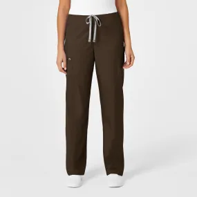 WonderWORK Unisex Drawstring Cargo Scrub Pant - Chocolate