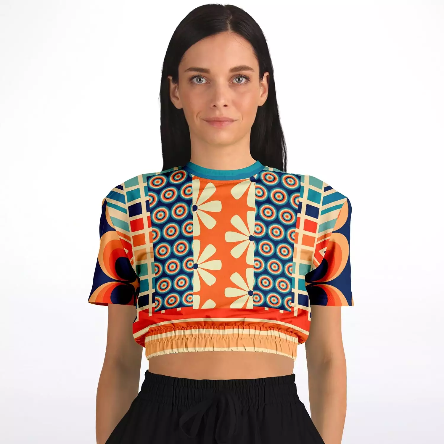 Ziggy Out Retro Short Sleeve Cropped Eco-Poly Sweater